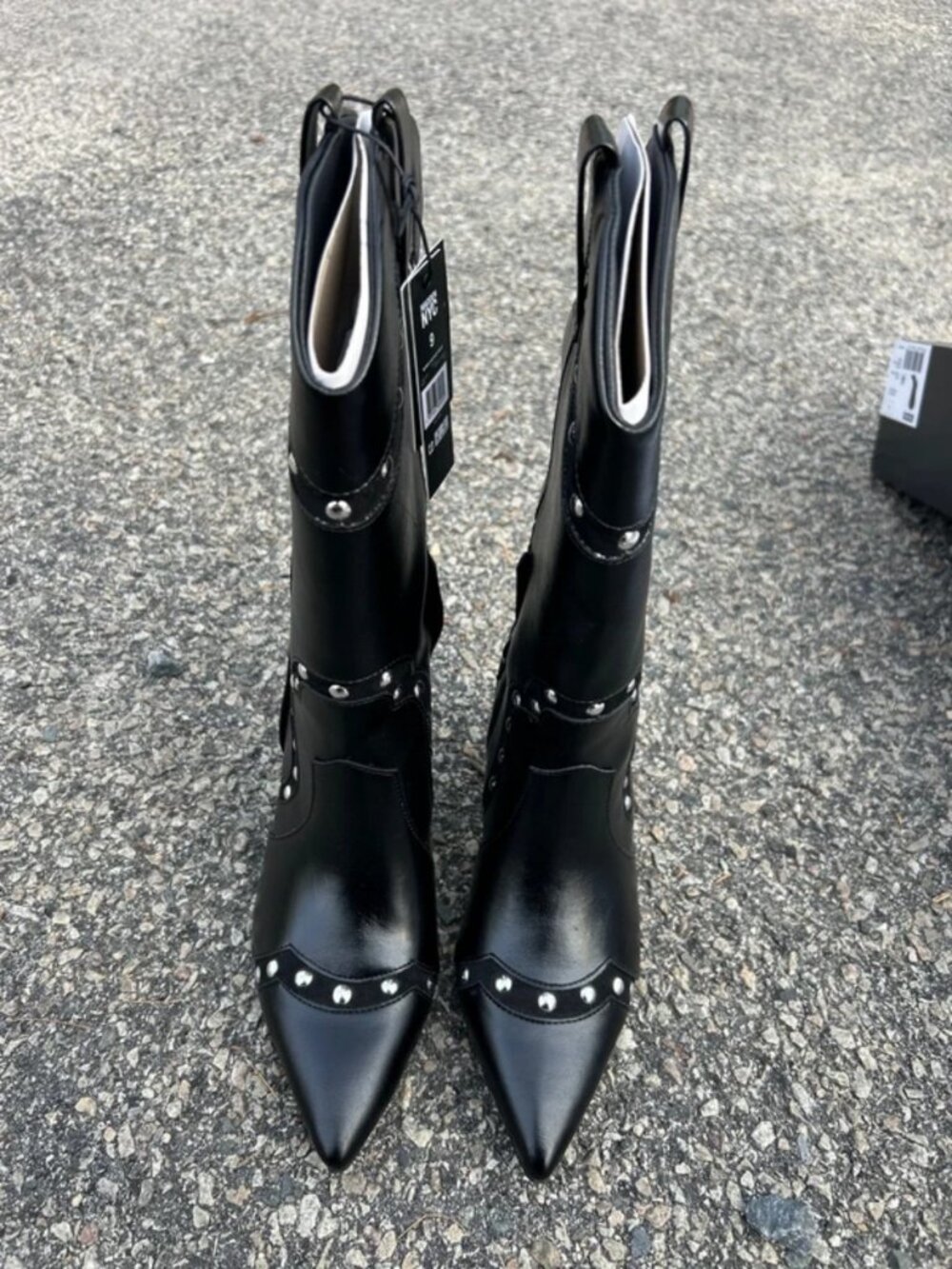 Black Leather High Heel Boots - Picture 5 of 5